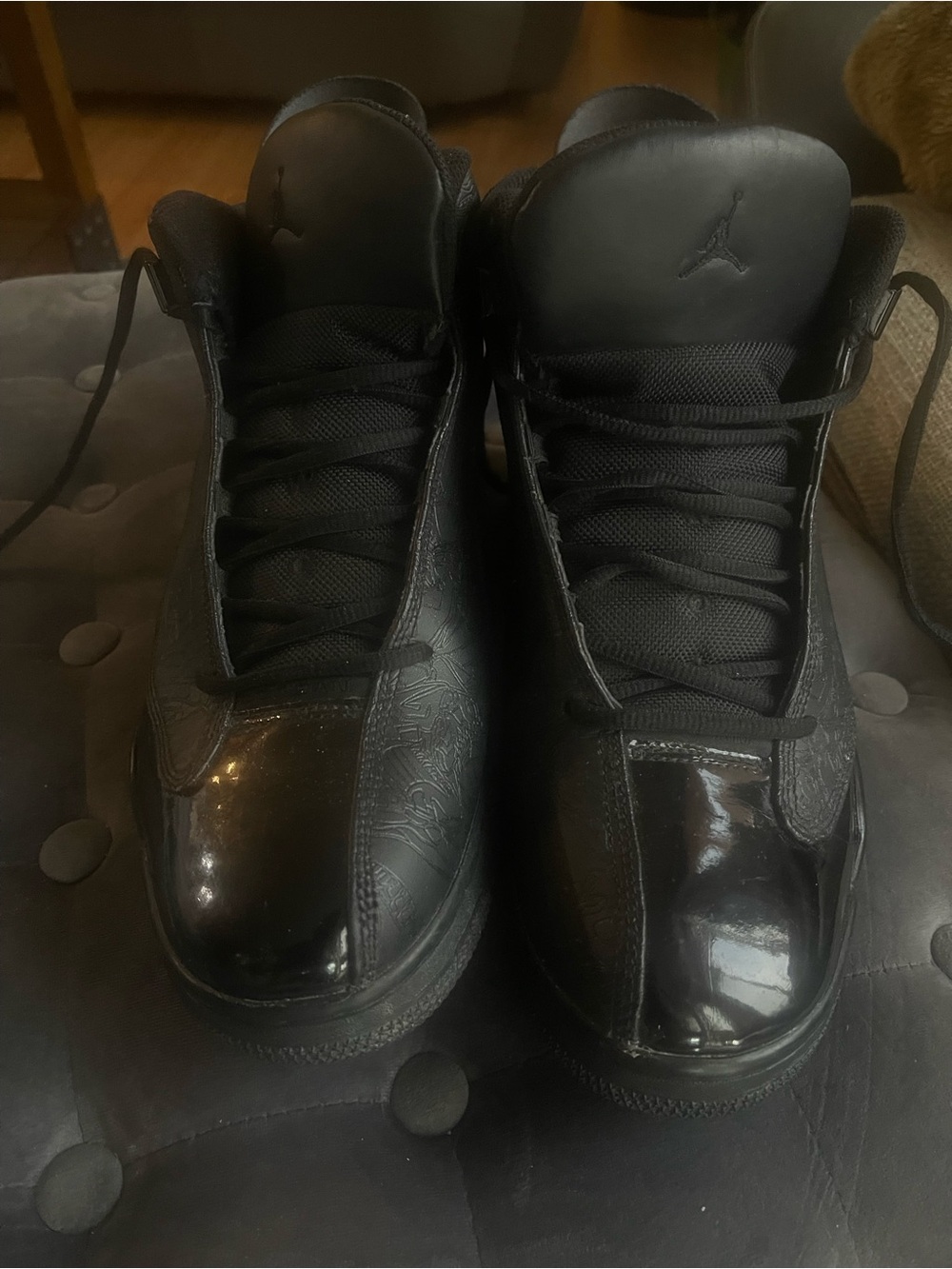 Air Jordan Men’s Dub Zero Triple Black High-Top retro Sneakers in Black Size 12